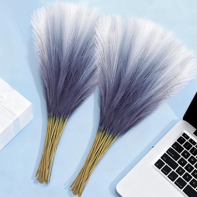 TORONTOKYO Navy Blue Pampas Grass Decor, 50Pcs 21.6 inch Artificial Faux Pompas Grass Small Fluffy Arrangement for Wedding Boho Home Decor Vase Filler