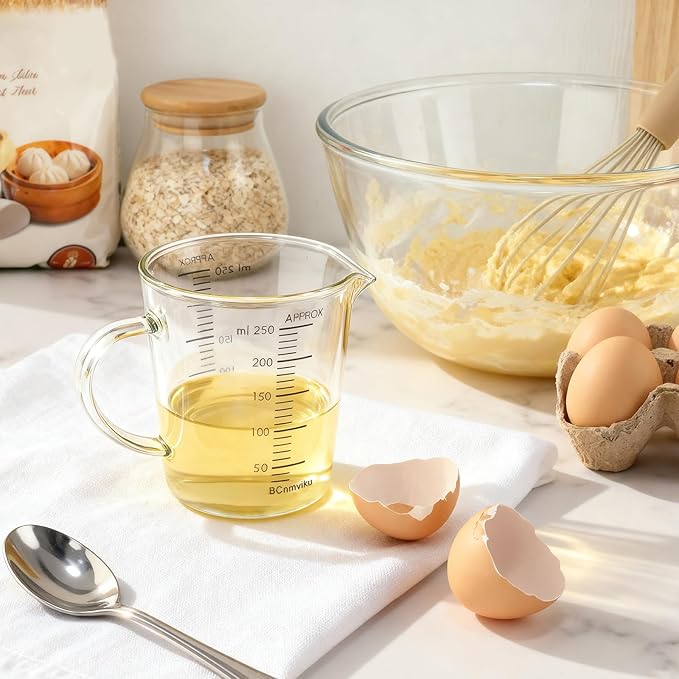 250ml/1 Cup Measuring Cup,High Borosilicate Glass Measuring Cups Liquid for Kitchen,Restaurant (250ml)
