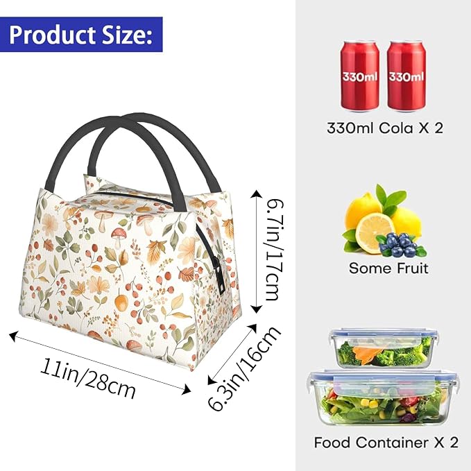 Colorful Farm Chicken Lunch Box for Women Girls Kids Insulated Cartoon Rustic Chicks Lunch Bag for Work Picnic Camping Travel Gifts Large Capacity Cooler Thermal Reusable Tote Makeup Bags
