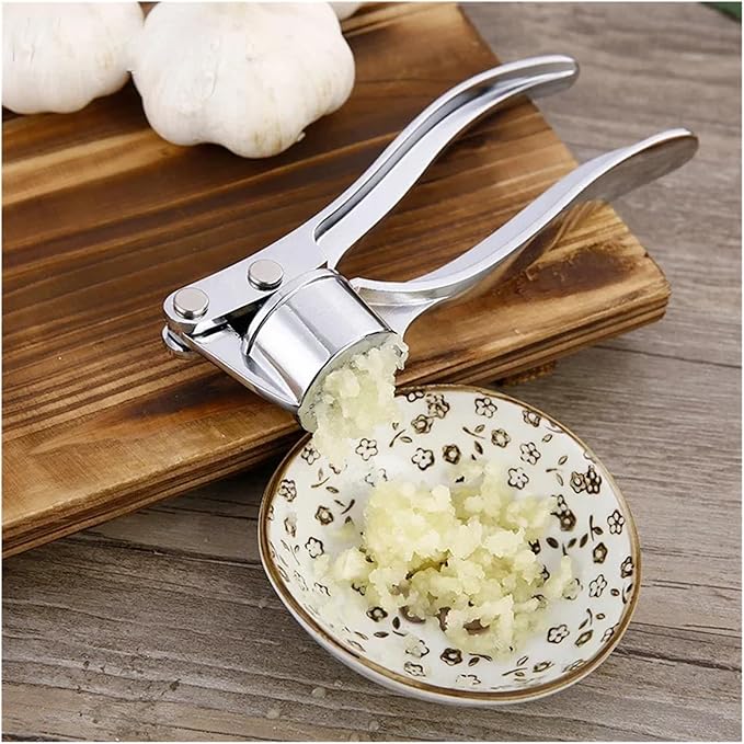 Garlic Press Stainless Steel, Manual Garlic Crusher Kitchen Gadgets Grinder Tool Zinc Alloy Garlic Smasher-Easy Clean 1PC