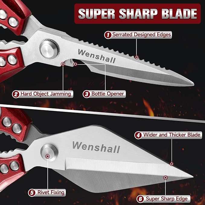 Wenshall Kitchen Shears Set Heavy Duty Poultry Shears (Red)