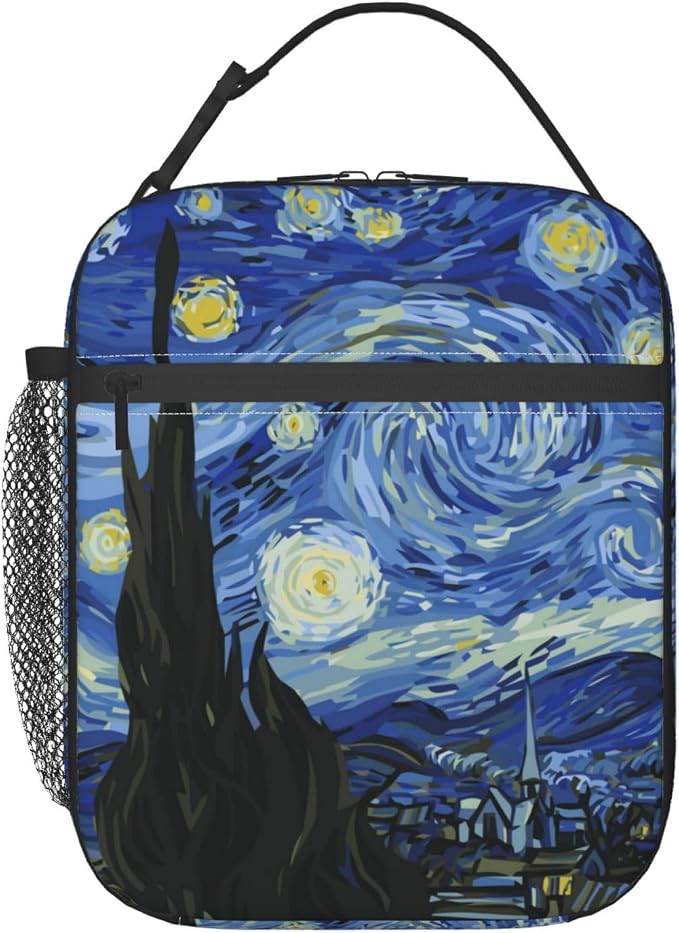 Night Sky The Starry Night Insulated Lunch Bag Portable Reusable Zipper Lunch Box For Men Women Work Picnic Travel Camping