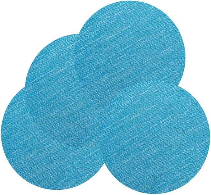Round Placemats Set of 4 Woven Table Mats Washable Non-Slip Placemats 13.8 Inch for Christmas Decoration Home Wedding Party,Blue