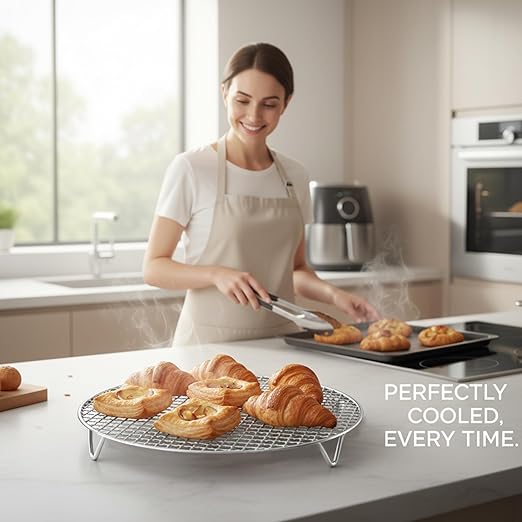 Cooling Rack 12in Round Stainless Steel Steam Rack with Legs Multi Use Oven Safe Grill Air Fryer Canning Baking Roasting for Cooking Kitchen Accessories