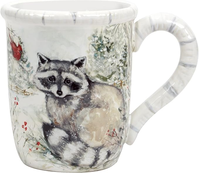 Winter’s Walk Set of 4 Ceramic Mugs – Enjoy hot cocoa, tea, or coffee in these delightful 16oz mugs adorned with foxes, owls, and raccoons, adding a touch of winter wonder to your mornings