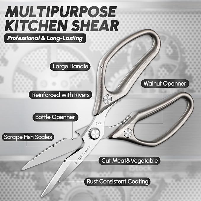 SSGP Kitchen Shears Set, All Purpose Heavy Duty Poultry Shears, Sharp Japanese Meat Scissors, Dishwash Safe Stainless Steel Kitchen Scissors for Food, Chicken Bones, Turkey, Cooking Gifts for Men Dad