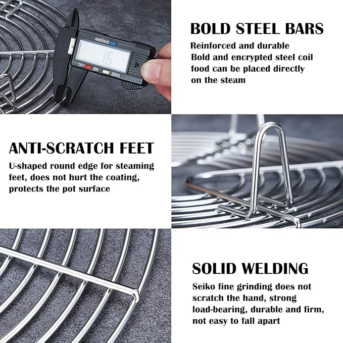 DOERDO Round Cooking Rack Cooking Trivet Rack Stand Stainless Steel Steamer Rack for Baking Canning Cooking, 16x16x4CM