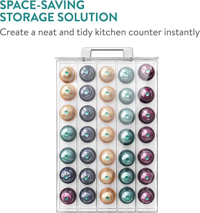Navaris Acrylic Coffee Pod Holder - Transparent Coffee Capsule Storage - Easy-to-Use Coffee Pods Organiser, Machine Stand & Space Saver - Coffee Station Pod Holders - An Ideal Gift