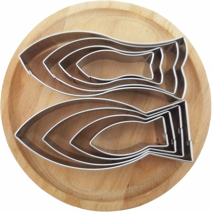 Fish Shaped Cookie Cutter Set of 8 pcs, Stainless Steel Jesus Fish Fondant Cutters (4 pcs Flat Tail + 4 pcs Fork Tail)