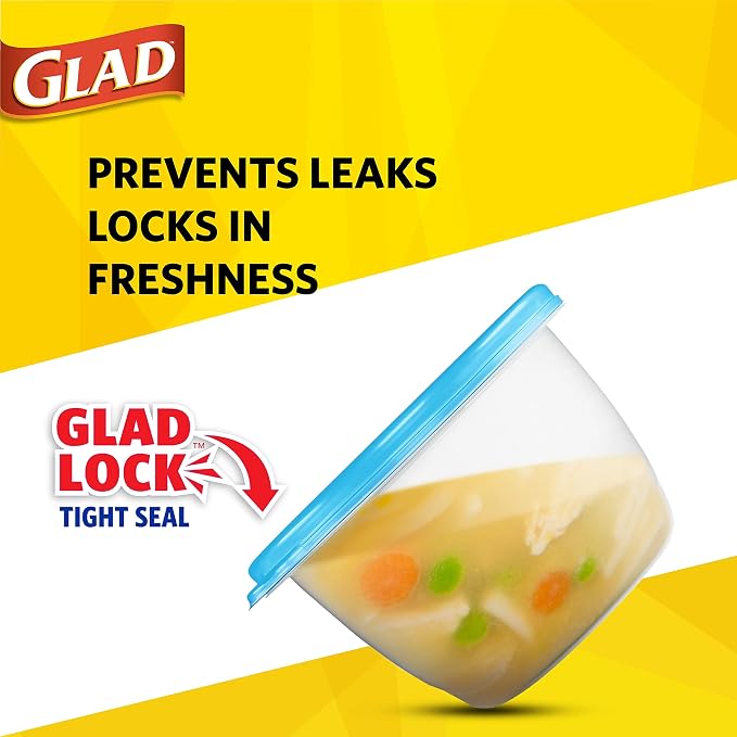 Glad GladWare Design Series Food Storage Containers with Lids, Medium Rectangle BPA Free Plastic for Meal Prep and Lunches, Tight Seal, Microwave and Dishwasher Safe, 24 Oz, 4 Count - 6 Pack