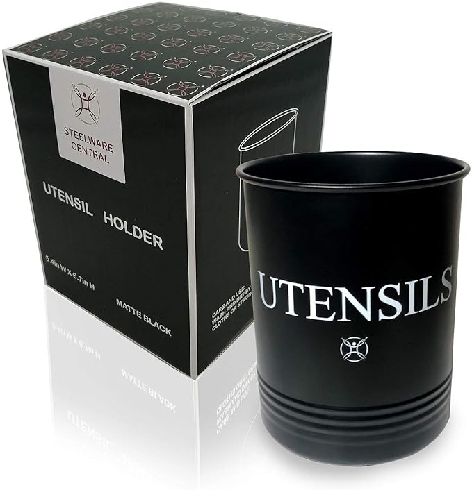 Utensil Holder Large Crocks Kitchen (black)
