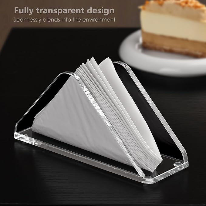 Acrylic Standing Triangle Paper Napkin Holder for table, Napkin Dispenser for Dinner, Cocktail, Luncheon Napkins, Indoor Outdoor Home Dining Restaurant Kitchen Decor
