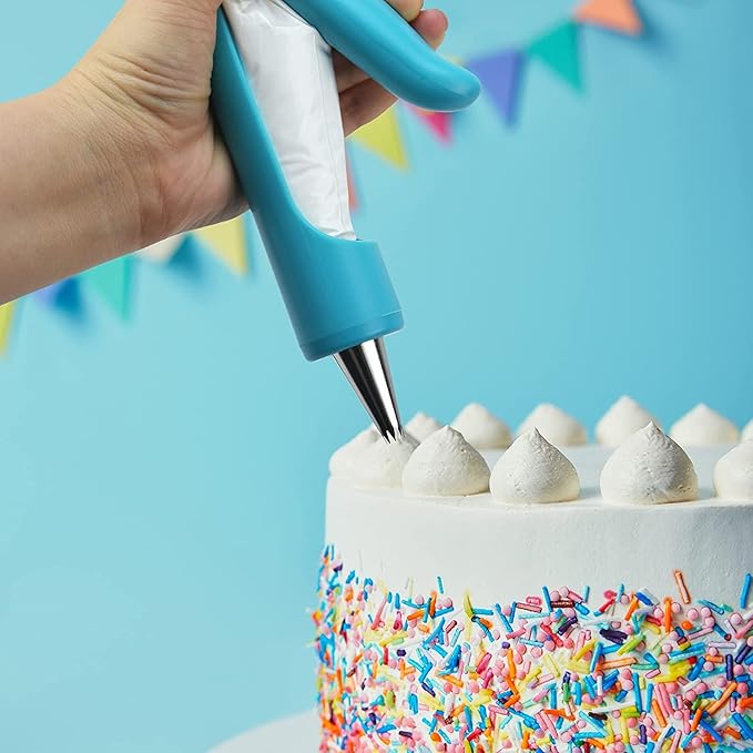 Pastry DIY Cake Decorating Pen, Xafissy Cake Decorating Pen Tool Kit Blue DIY Cake Decor Pen Supplies with 4 Different-Shaped Nibs, 4 Nozzles Decorative Bags and 2 Couplers