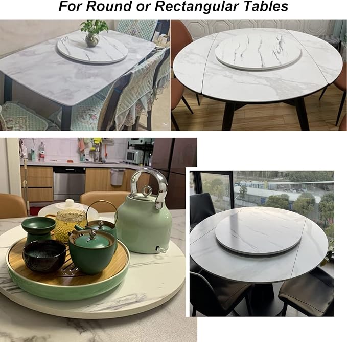 Wooden Lazy Susan Round Table Turntable, Large Dining Table Tabletop Serving Plate, 50cm~100cm, Wooden Swivel Display Tray 360°, No Need To Install, For Hotel/Family Dinner (Color : White-B, Size :
