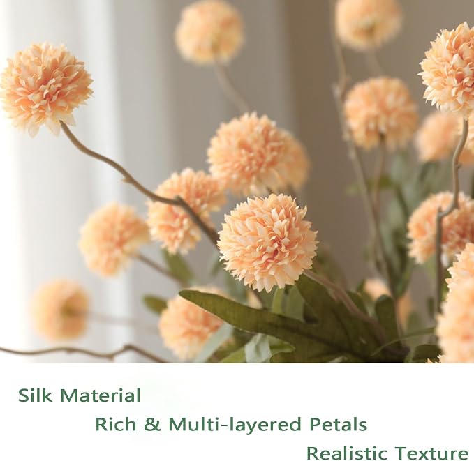 10pcs Faux Cream Kiku Flowers, 5 Heads Each Stem & 4 Branches Eucalyptus Stems, Artificial Small Mini Chrysanthemum Flowers for Aesthetic Room Decor, Floral Arrangements Centerpiece