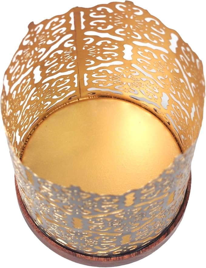Hosley® Metal Diamond Cut Design Candle Holder 7.5 Inch High, Black Gold Perfect for Home Decor, Lighting, Wedding, Parties, Gifting