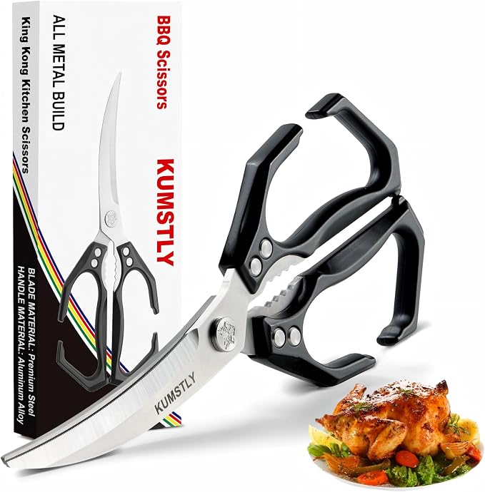 Kitchen Scissors All Purpose Kitchen Shears Heavy Duty for Cutting Chicken, Turkey, Meat, Bones, Vegetables Stainless Steel Spatchcock Shears Multipurpose Food Scissors