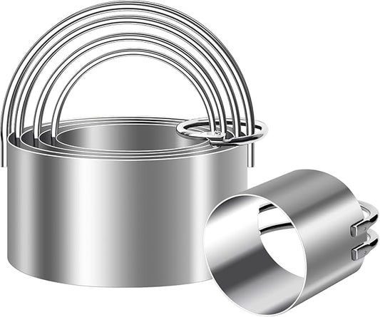 ALLTOP 5 Pieces Circle Biscuit Cutter,Professional Stainless Steel Round Cookie Cutters Tool with Ring Handle for Baking Pastry Doughnut