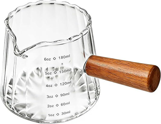 Espresso Measuring Cup with Handle, Espresso Pouring Cup, Espresso Shot Cup, 6oz Glass Measuring Cup For Coffee, Milk, Tea, Baking and Cooking (Clear 180ml)