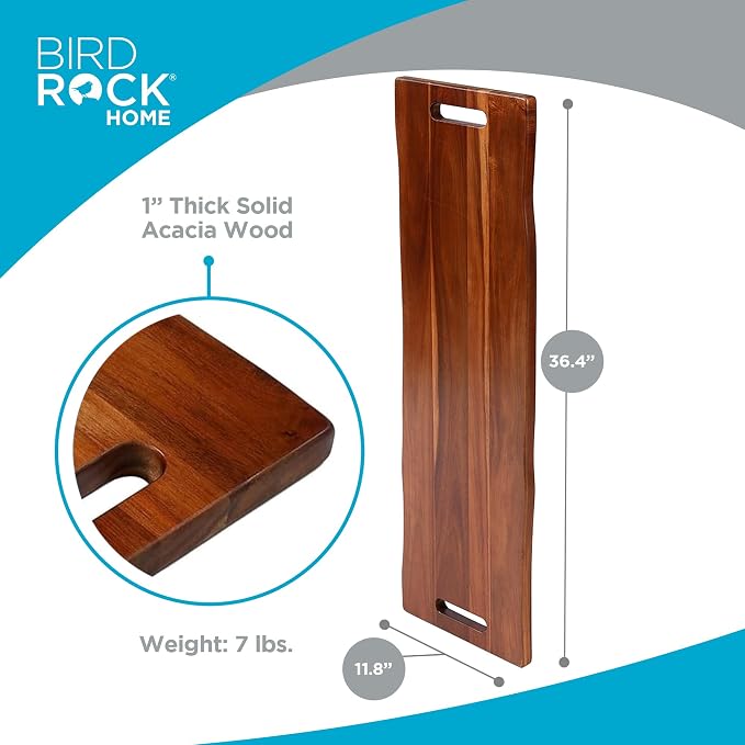 BIRDROCK HOME 36" Acacia Wooden Cheese Serving Board with Handles - Extra Long - Party Charcuterie for Appetizers Food Kitchen Platter - Bread Meat Fruit Display - Natural Wood - Espresso