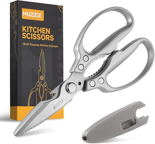 Kitchen Scissors, All Purpose Heavy Duty Kitchen Shears for Food,Metal Handle Stainless Steel Cooking Scissors for Chicken,Poultry,Meat,Herbs,Fish,Bone,Bread,Dishwasher safe,8.3 Inch silver