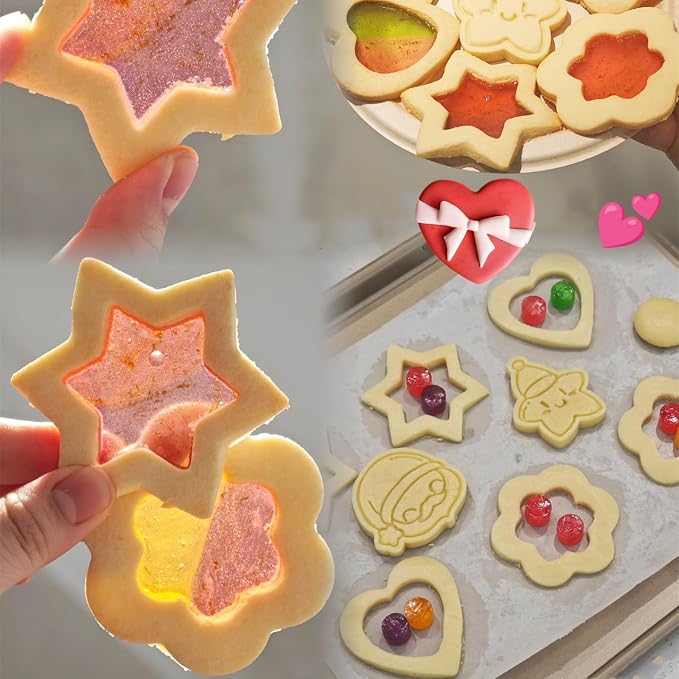 18 Pieces Metal Cookie Cutters, Stainless Steel Molds Flower Square Heart Round Star Shapes for Home Holiday Mother's Day
