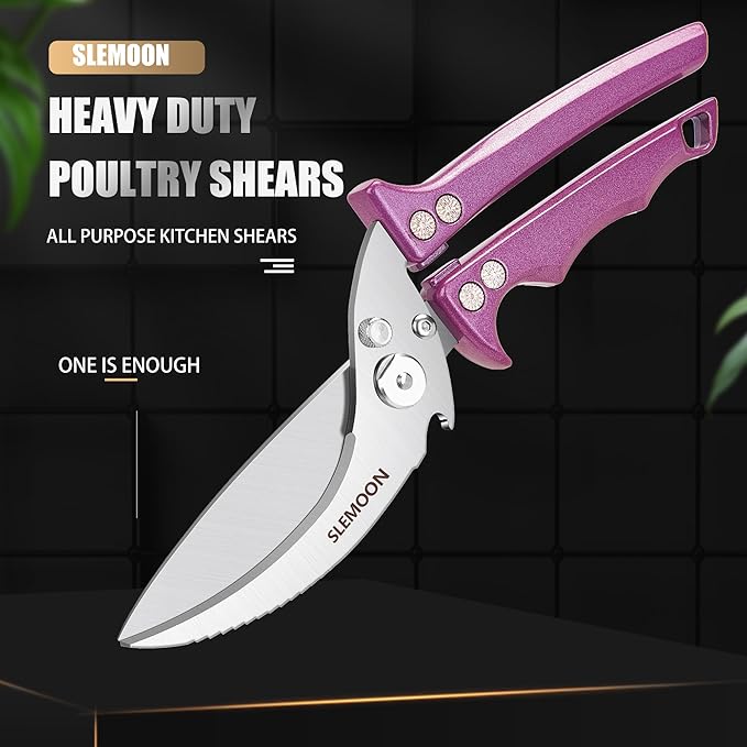 Heavy Duty Poultry Shears Meat Cutting Dishwasher Safe and Food Stainless Kitchen Shears Kitchen Scissors for Chicken Turkey Thanksgiving,Gift Box,purple