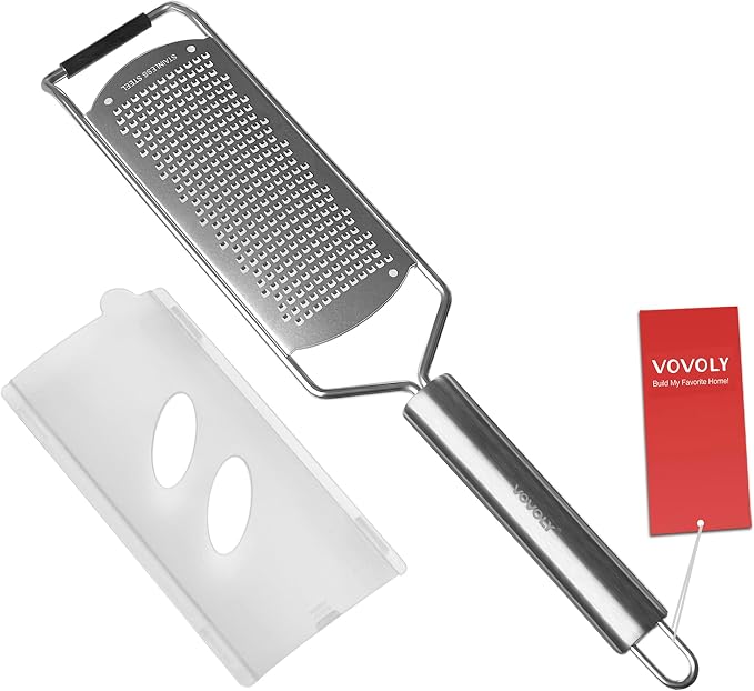 Professional Zester Grater Fine for Hard Cheese, Citrus Fruits, Garlic, Chili, Cinnamon and Nutmeg, Kitchen grater with Razor-Sharp Stainless Steel Blade (Fine)