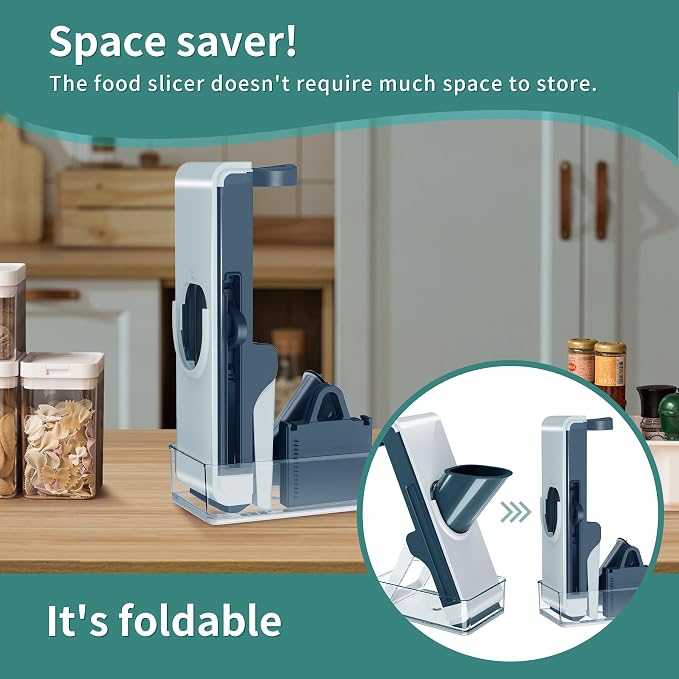 4in1 Mandoline Slicer for kitchen, Potatoes Slicer, Safe Mandoline Slicer, Vegetable Strip Julienne Cutter, Fast Meal Prep