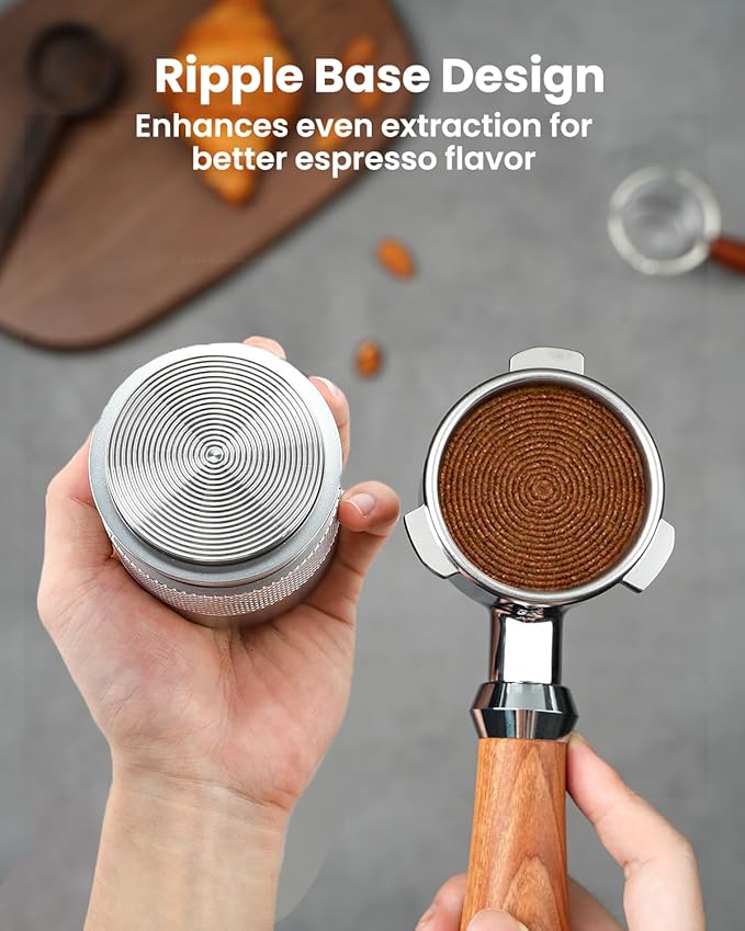 53mm Espresso Tamper, Maestri House Stainless Steel Barista Coffee Tamper for Espresso Machine, Spring-loaded Tamper Fits for 54mm Breville Portafilter Fits for 54mm Espresso Portafilter (Silver)