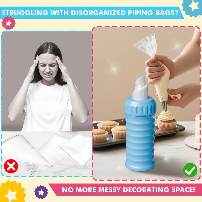 Piping Bag Dispenser - Piping Bag Organizer, Fit 8" - 16" Piping Bags, Simplify Your Decorating Work
