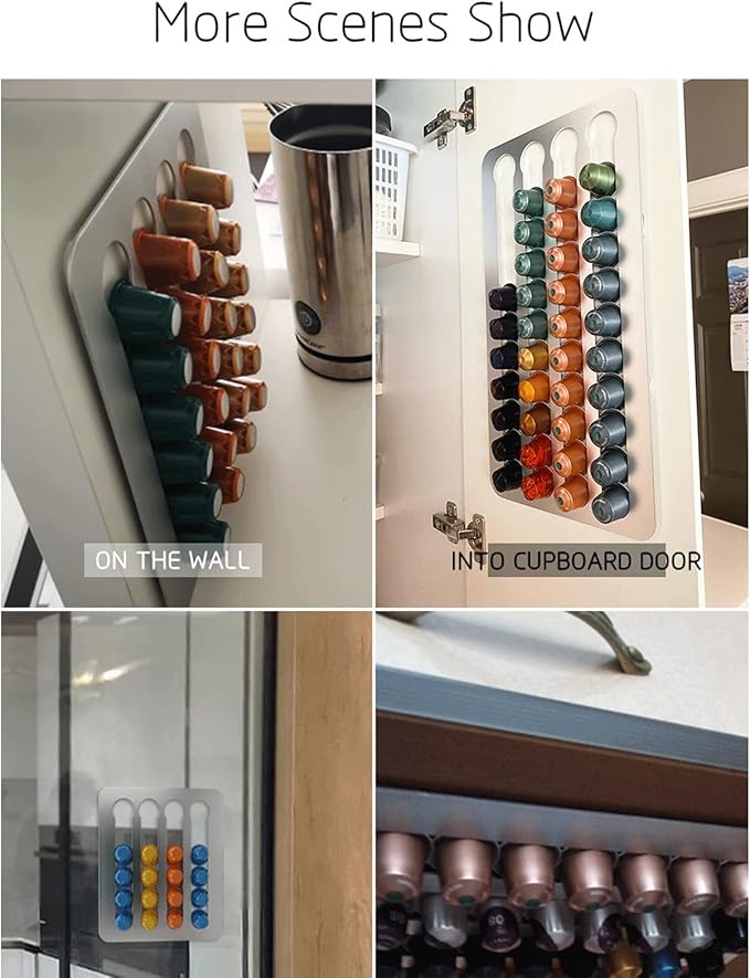 Coffee Capsule Holder, 14x11.75in Home Magnetic Coffee Pod Holder with Pre Applied Strong Adhesive Strip Magnetic Fridge Mount for VertuoLine Capsule Pods(plastic)