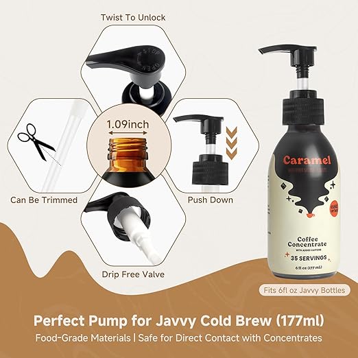 Syrup Pump for Javy Coffee Concentrate 6fl, Syrup Dispenser Pump for Cold Brew Coffee, No Drip Pouring, Replace Measuring Spoon for Consistent Dispensing (3Pcs)