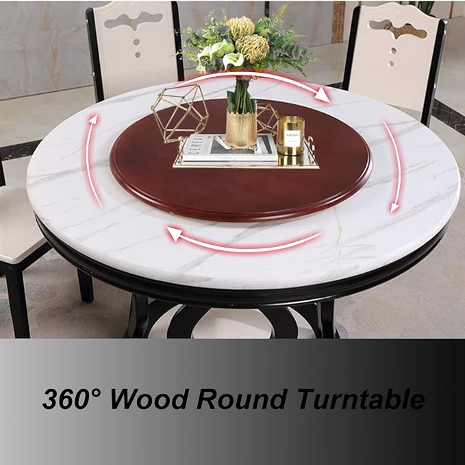 Large Round Turntable Wooden Lazy Susan For Dining Table, 6 Colors, 360° Smooth Rotating Serving Plate, Share All Food, Tabletop Swivel Tray For Family Dinner/Hotel/Restaurant (Color : Red-brown, Si
