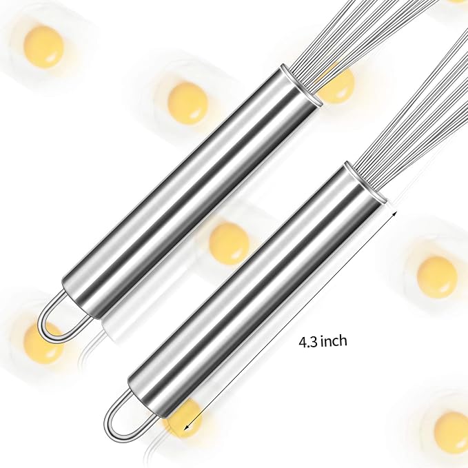 Patelai 2 Pieces Stainless Steel Ball Whisk Wire Egg Whisk Set Kitchen for Cooking, Blending, Whisking, Beating, Stirring(10 Inch and 12 Inch)