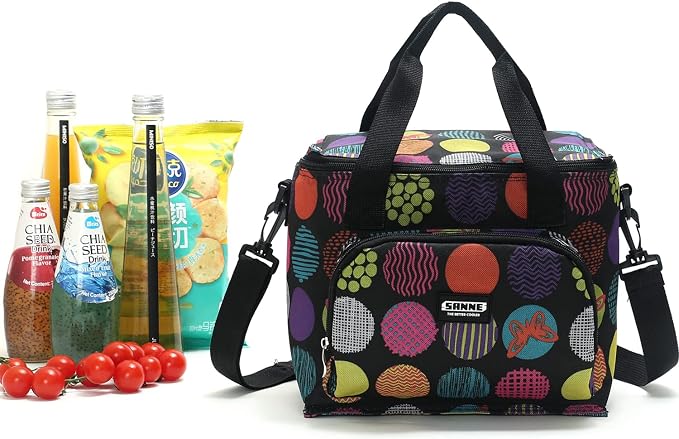 Reusable Insulated Thermal Lunch Bag Cute Lunch Box for Adult Women Work Office Outdoor Travel Picnic Beach BBQ party (Polka Dot)