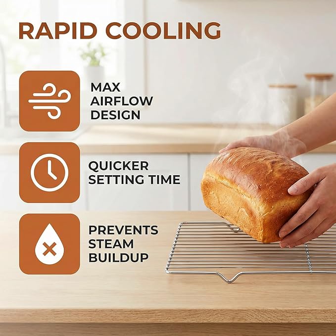 6 Pack Grate Cooling Rack, 15x11 Inch Stainless Steel Cooling Racks Wire Rack Rectangular Cooling Racks for Baking, Cooking, Toaster Oven