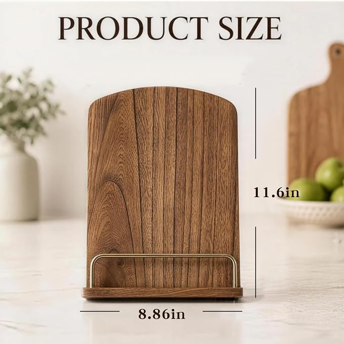 Cookbook Holders for Kitchen Counter Adjustable Wooden Recipe Stand iPad and Cook Book Holder