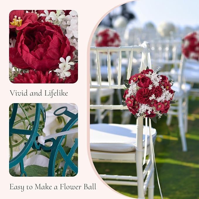 Flower Balls Centerpieces for Tables: 10 PCS Red Roses Flowers for Centerpieces Floral Arrangements Centerpiece for Wedding Party Celebration Home