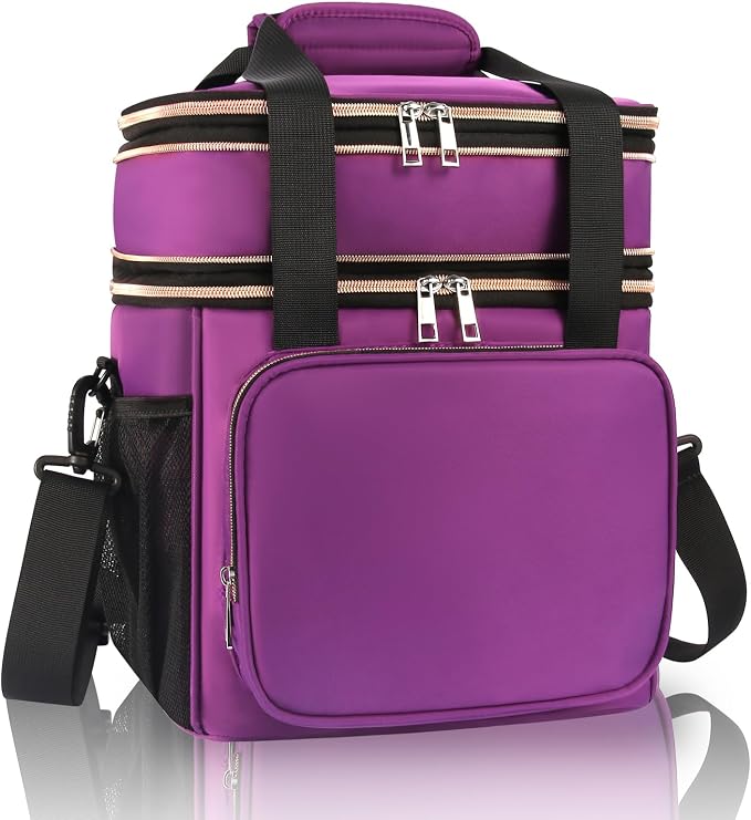 GLENKEY Tactical Lunch Box Cooler Bag - Expandable Insulated Lunch Bag for Men Women - Large Lunchbox for Adults Work Shifts Outdoor Trips Purple 16L