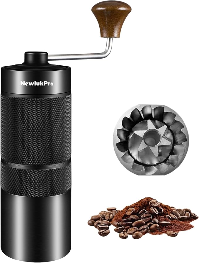 M6 Hand Coffee Grinder,Conical Burr for Espresso Pour Over French Press | 24 Adjustable Settings & Double Bearings.Hexagonal Burr.Portable Plastic-Free Hand Grinder for Travel, Camping,Home & Office
