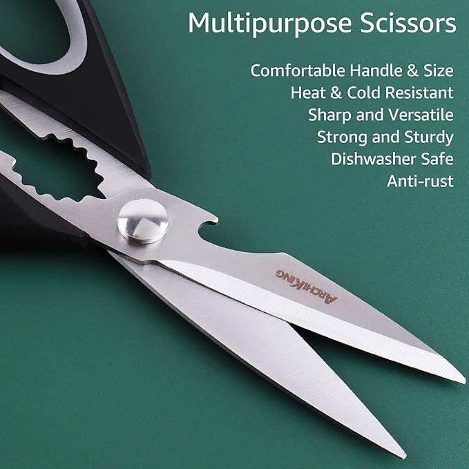 Kitchen Shears Scissor & Cooking Scissors - Sharp Blades, Professional Stainless Steel Scissors for Food Meat Poultry Vegetable - Dishwasher Safe - All-Purpose Chef's Tool…