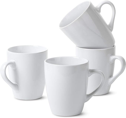 BTaT- Porcelain Coffee Mugs Set, 12 Ounces, 4 Pack, White Ceramic Coffee Mugs with Handle, Restaurant Cups for Mocha, Tea, Cappuccino, Cocoa, Cereal, Mug Gift Set, Dishwasher Safe, Mothers Day Gift