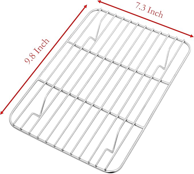 Line Roasting Racks, 1 Pcs 9.8 Inch x 7.3 Inch High Strength Stainless Steel Grill Racks for Baking and Cooling of Barbeque in Oven, Party, Dinning and Outdoors (9.8 inch)