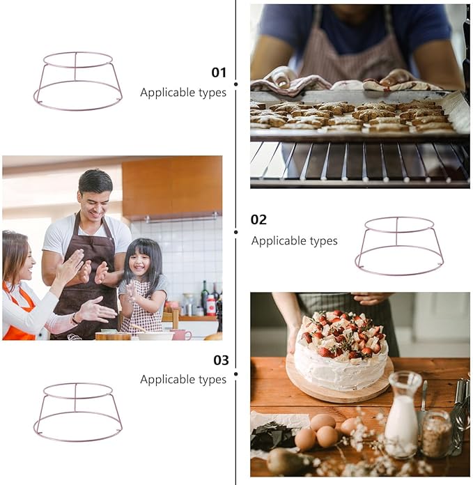 NUOBESTY Rose Gold Cake Cooling Rack Non-stick Baking Rack round Bread Cooling Tray Stainless Steel for Baking and Cake Decorating
