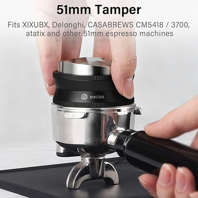 XIXUBX 51mm Espresso Tamper, Coffee Distributor and Tamper 304 Stainless Steel, Adjustable Depth Distribution Tool Fits XIXUBX Espresso Coffee Machines and Other 51mm Portafilter