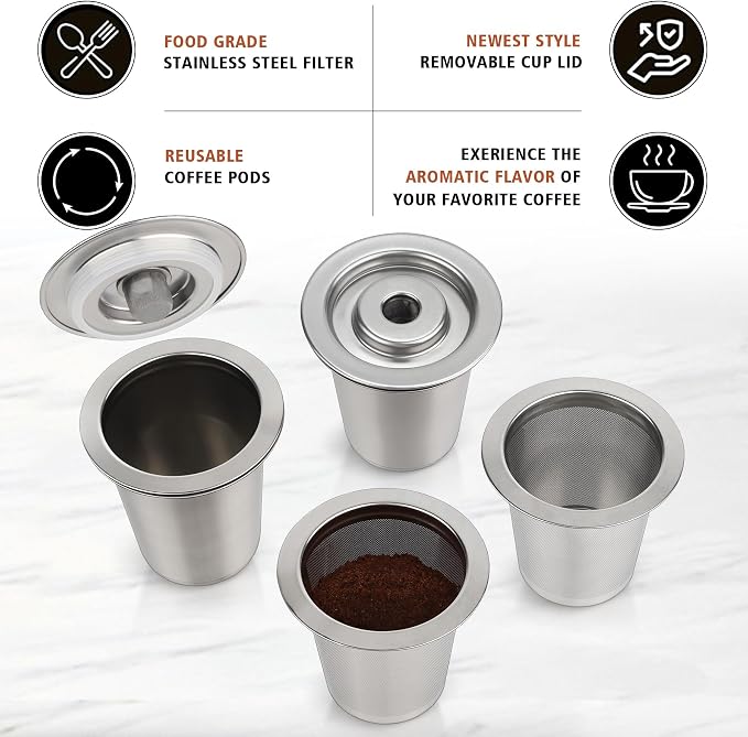 Reusable Stainless Steel Filter Cup for Cuisinart, Compatible with Cuisinart #SS-RFC HomeBarista Reusable Filter Cup, Upgraded Version (2 Pack)