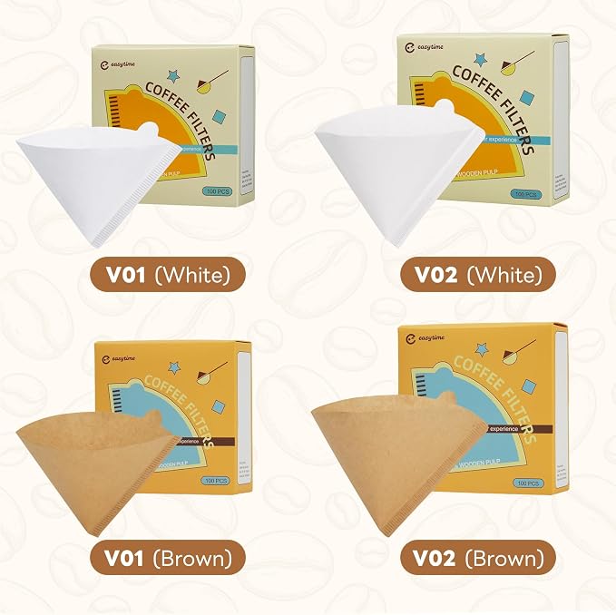 #1 Coffee Filters, 200 Count Cone Coffee Filters #1, Small White Paper Coffee Filter 1-2 cup for Pour Over and Drip Coffee Maker (2 Boxes, 200 Count Total)