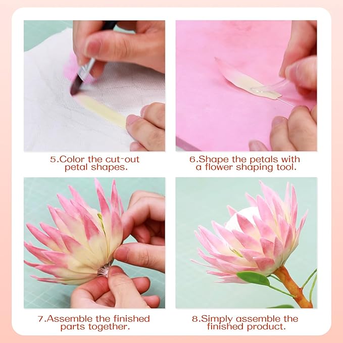 Professional Flower Fondant Mold Set, Reusable Silicone Cake Decorating Tools for Baking & Sugar Craft (Protea cynaroides Fondant)