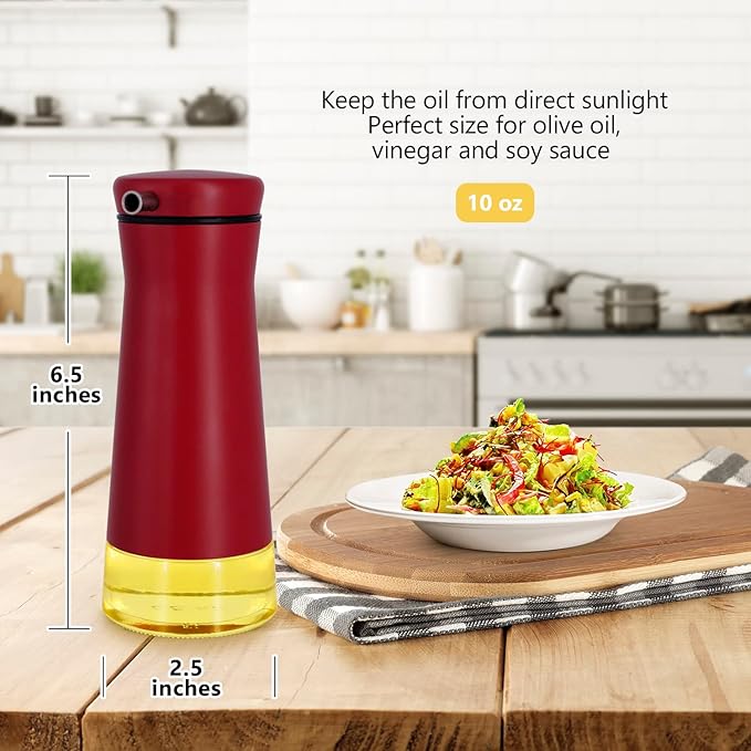 Aelga Red Oil And Vinegar Dispenser Set - 2 Pack Oil Dispenser Bottle for Kitchen with No-Drip- Red Kitchen Decor and Accessories for Home Restaurants Weddings